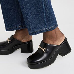 Hyusto Gwen Mules Black Leather Size 39 US 8